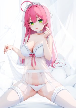 にゃん,さくらみこ,Hololive,lingerie,胖次,看穿,长筒袜,丝袜