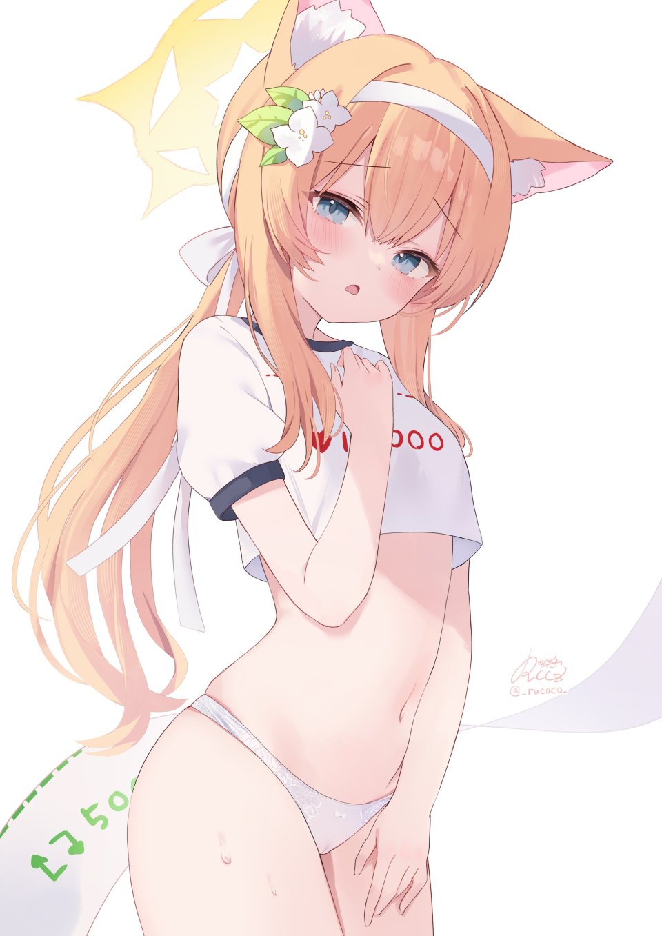 Rucaco 伊落玛丽 蔚蓝档案 兽耳 碧眼 脸红 猫耳 发饰