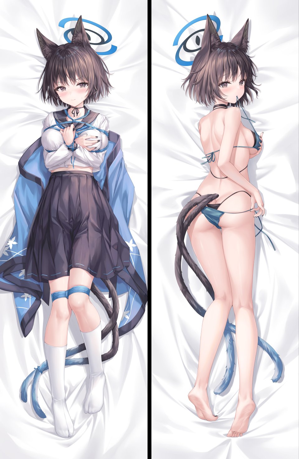 桐生キキョウ 蔚蓝档案 紫月瑠璃 Breasts 泳装 抱枕 兽耳 尾巴