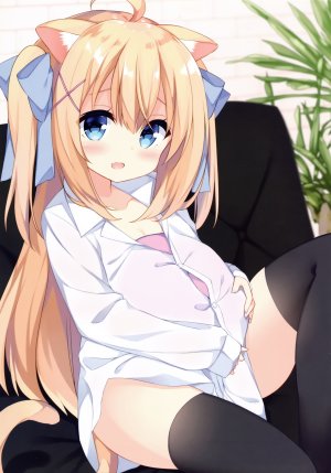 三村ざじゃ,九条だんぼ,garlicgirls,制服,猫耳,黑丝