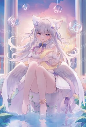 るかこ,绘守未来Project,兽耳,连衣裙,猫耳,掀裙,翅膀