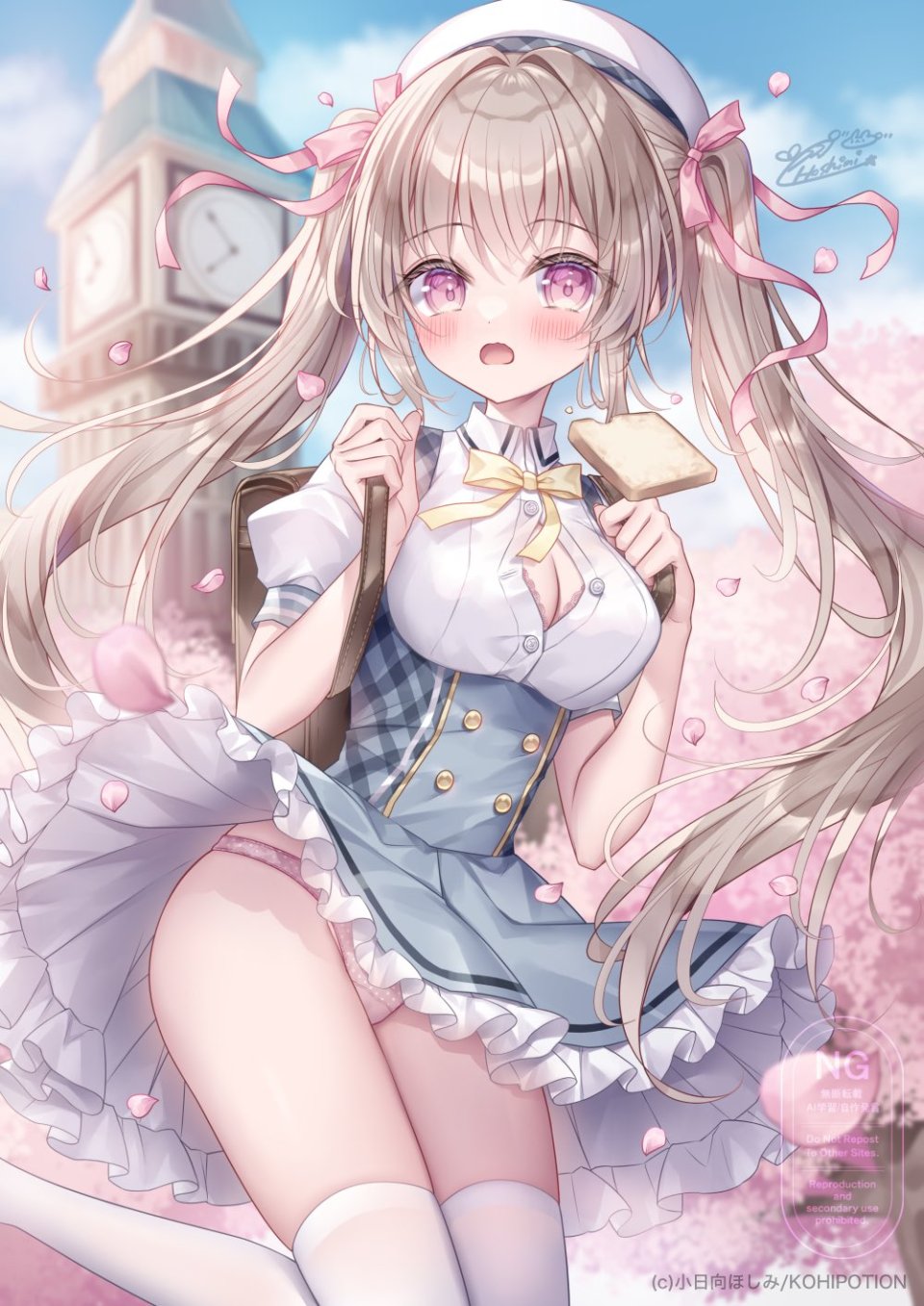 Nowsicaa 原创 小日向ほしみ 金发 脸红 Breasts Cleavage 连衣裙