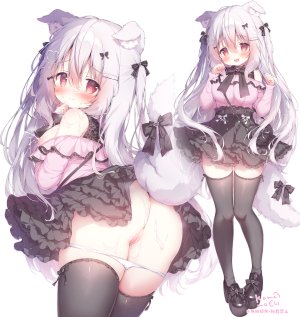 桃豆こまもち,獸耳,breasts,蘿莉,nipples,胖次,panty_pull,貓咪,掀裙,絲襪,uncensored