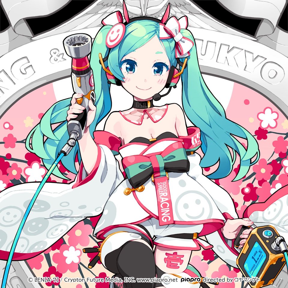 初音ミク 赛车初音 Goodsmile_Racing Piapro VOCALOID 黑丝 樱花 连衣裙