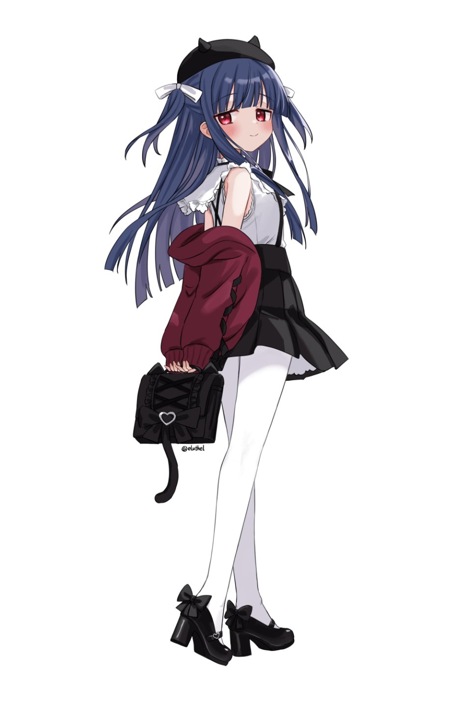 佐城雪美 偶像大师 偶像大师：灰姑娘女孩 Eluthel 青发 直刘海 脸红 全身