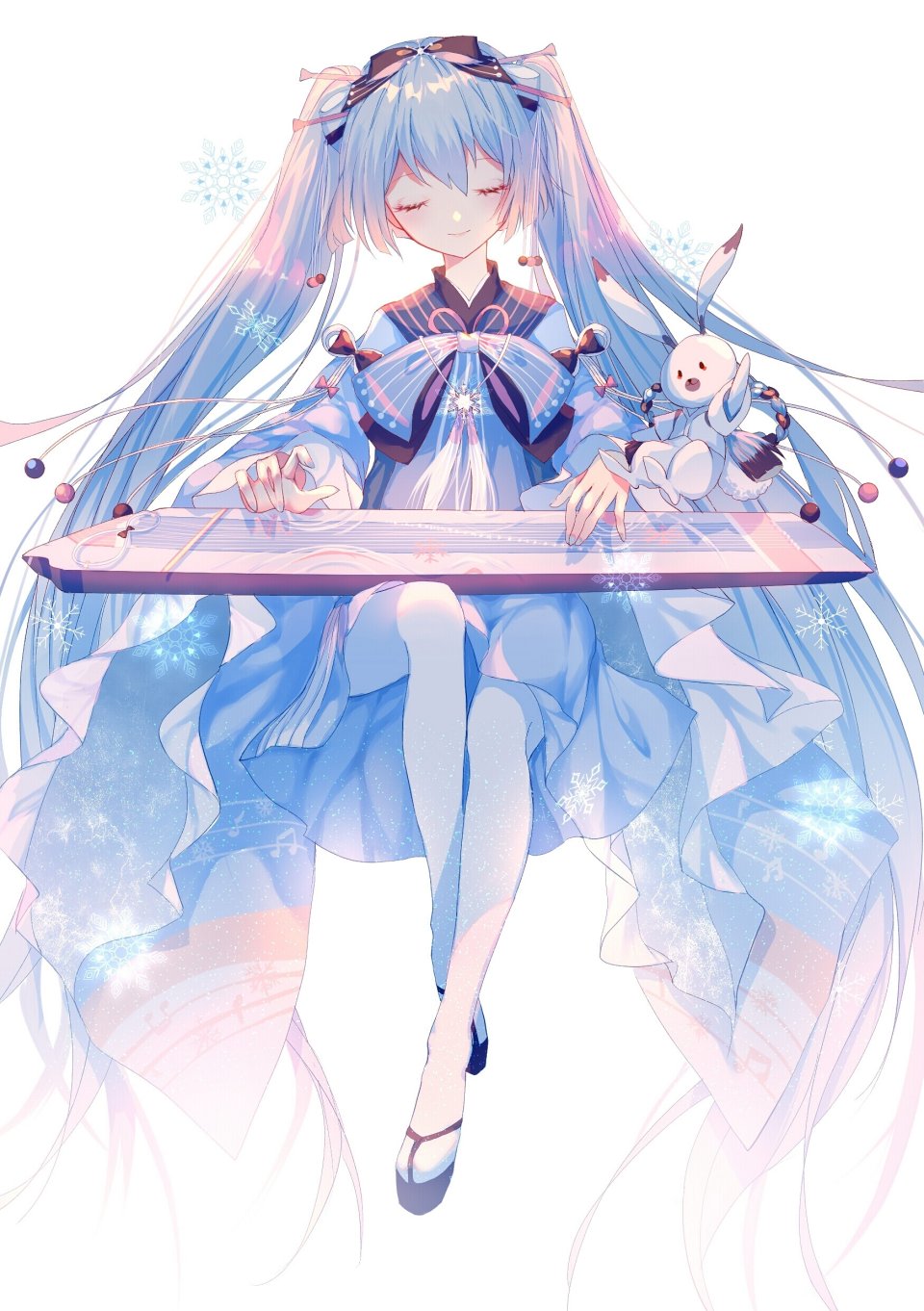 初音ミク 雪ミク 雪未来 VOCALOID Ranol1215 连衣裙 全身 发饰