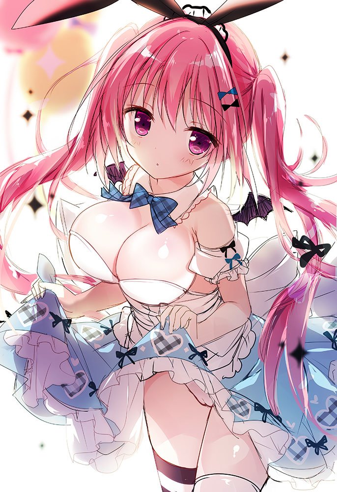 原创 白もち桜 露肩 脸红 胸部 Cleavage 连衣裙 长发