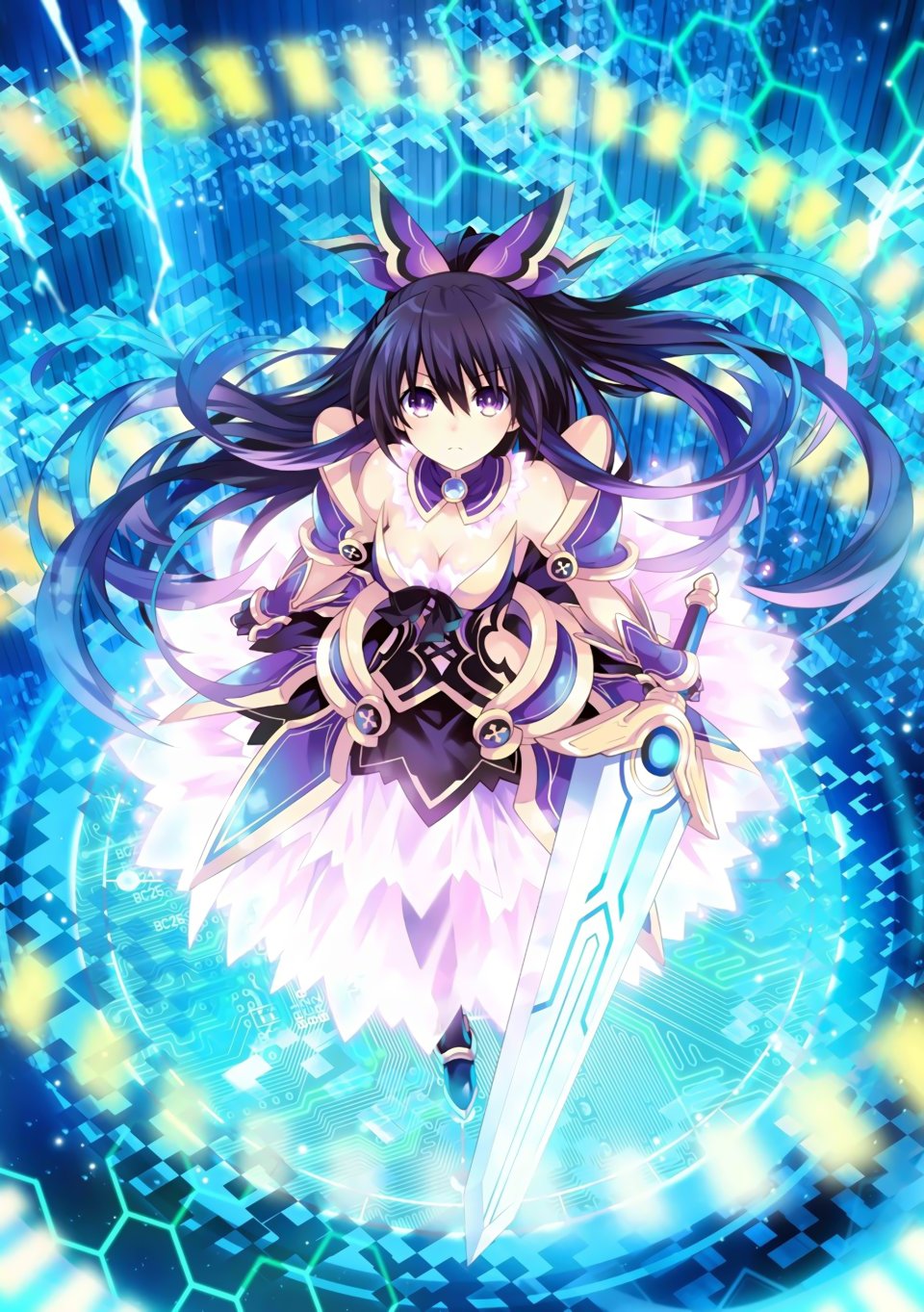 つなこ 夜刀神十香 DATE·A·LIVE 装甲 Cleavage 连衣裙 剑