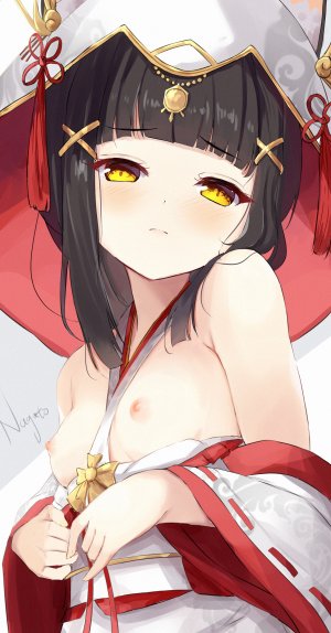 hamiro,長門,碧蓝航线,breasts,和服,萝莉,nipples,No-Bra