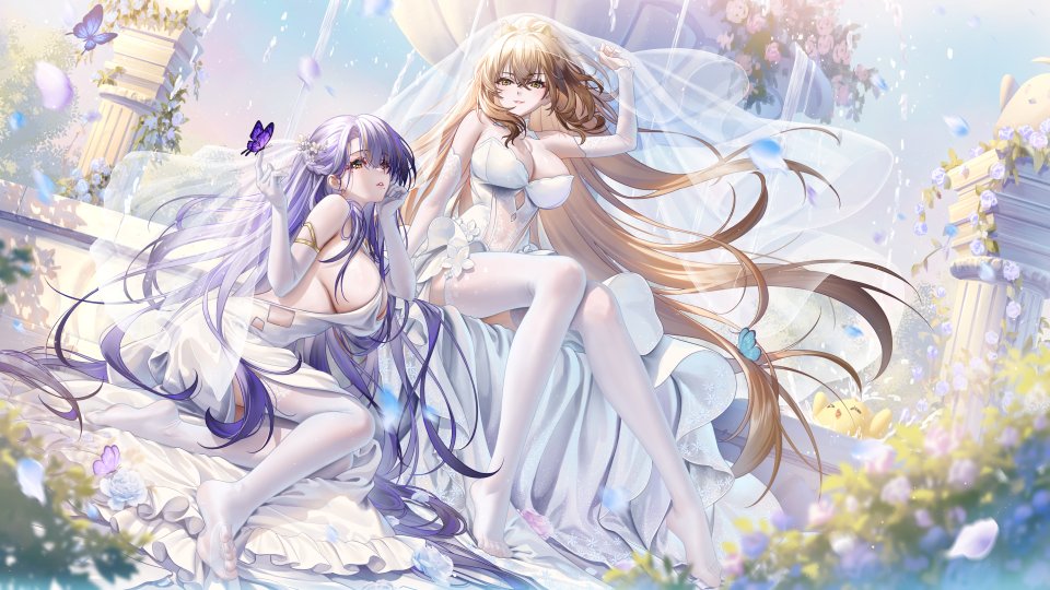 Manjuu 碧蓝航线 HaneRu 兽耳 露肩 金发 Breasts 蝴蝶