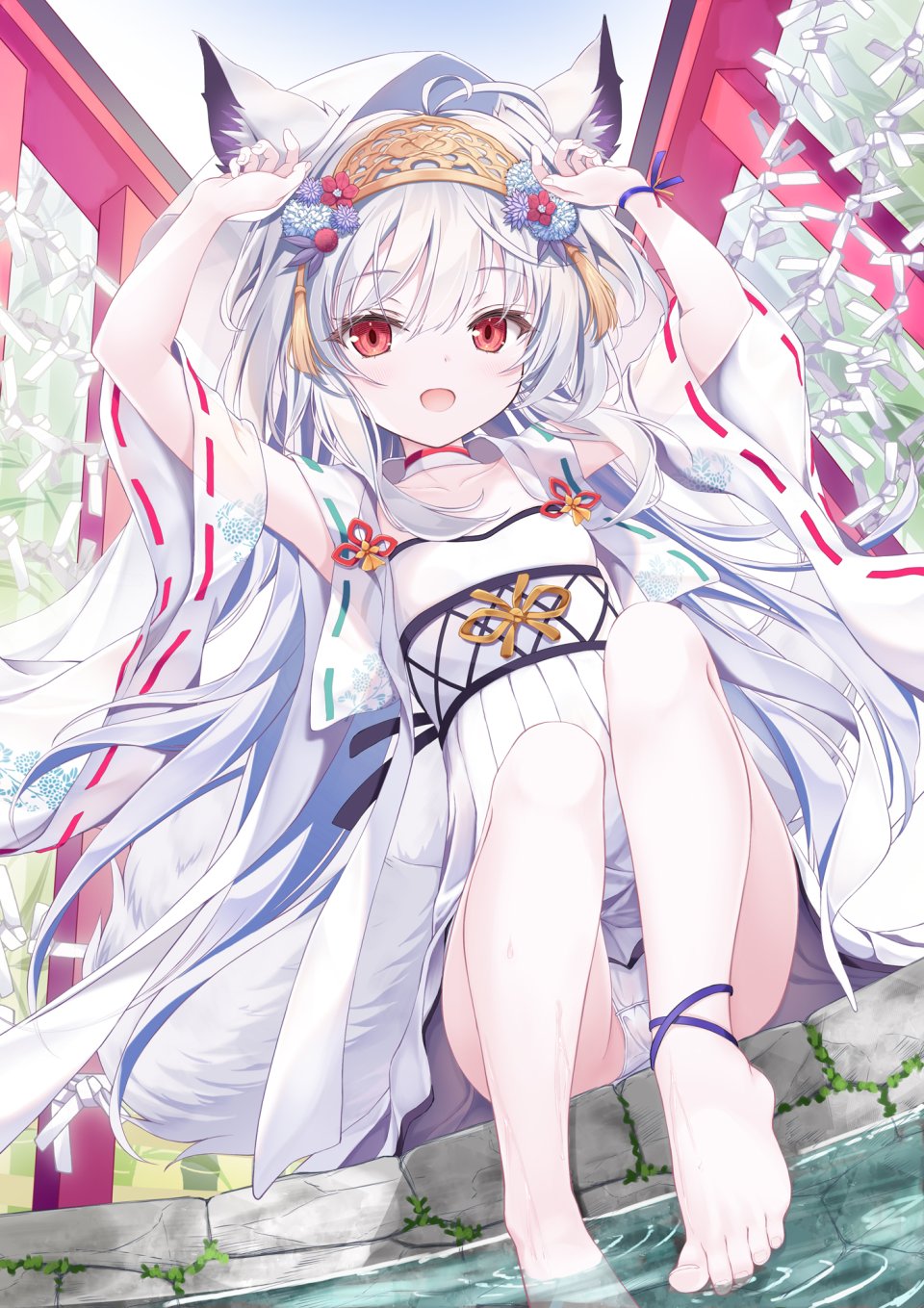 原创 天夢森流彩 兽耳 Breasts 连衣裙 狐娘 灰发 视线正对