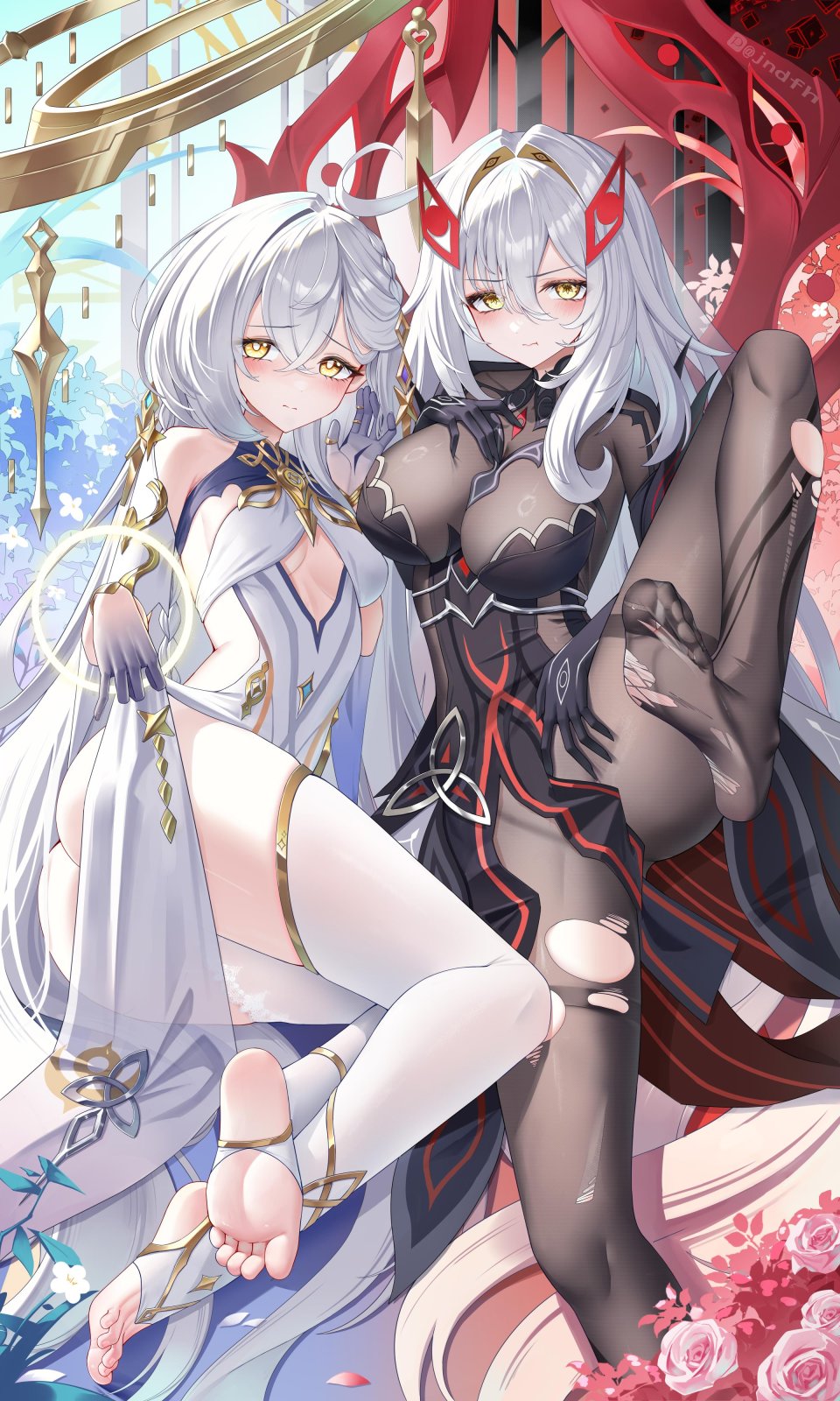 原神 Jndfh Breasts Cleavage 连衣裙 長手袋 手套 光晕