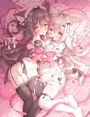 桃豆こまもち,兽耳,bottomless,breasts,garter,吊带袜,萝莉,女仆,猫耳,nipples,No-Bra,猫咪,长筒袜,丝袜,uncensored,情人节