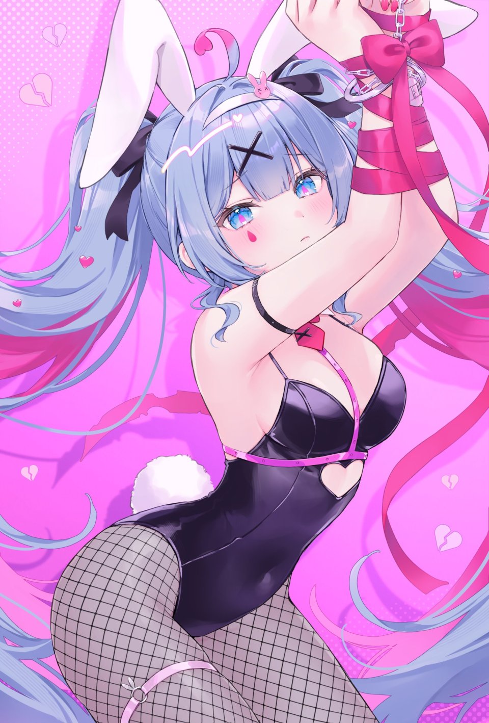 初音ミク VOCALOID 茶乃ひより 呆毛 兽耳 露肩 碧眼 青发