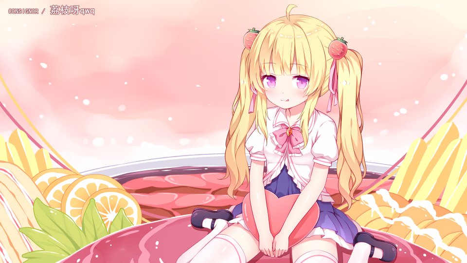 原创 Flocflower 金发 脸红 平胸 黑丝 双马尾