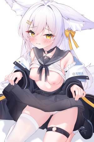 leafpie_zaurus,兽耳,breasts,cameltoe,garter,nipples,No-Bra,胖次,妹汁,制服,掀裙,丝袜