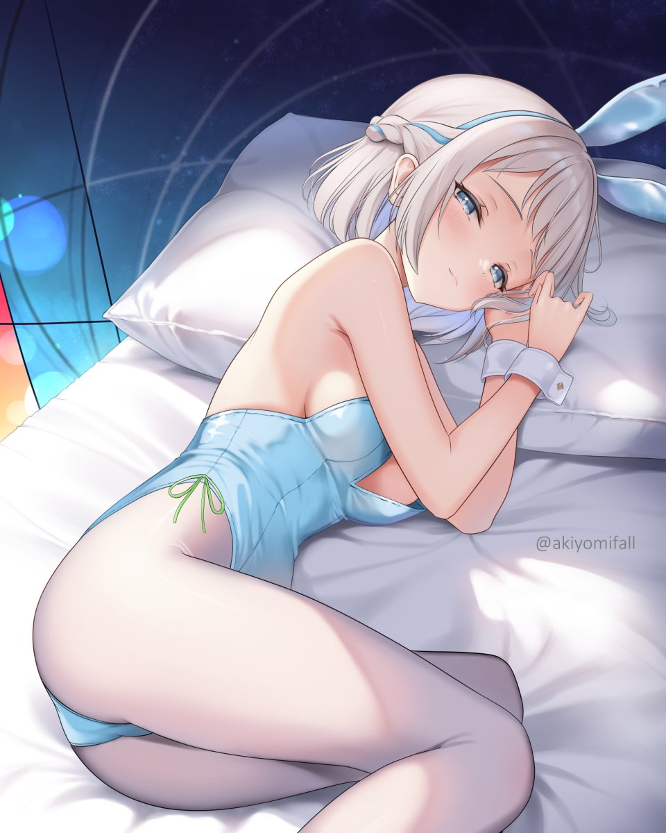Akiei Katsuragi_Lilja 学园偶像大师 偶像大师 兽耳 兔耳 兔女郎 No-Bra
