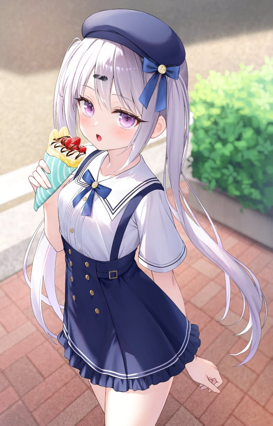 原创 Suyamori 脸红 领结 Crepe 灰发 Holding 长发