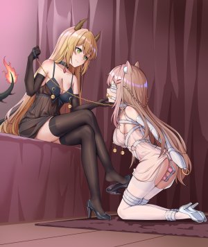 原创,t_zhonglang,兽耳,露肩,黑丝,金发,捆绑play,bra,breasts,项圈,cleavage,長手袋,口塞,手套,绿色眼,跪姿,长发,坐姿,丝袜,下着,超长发,白丝