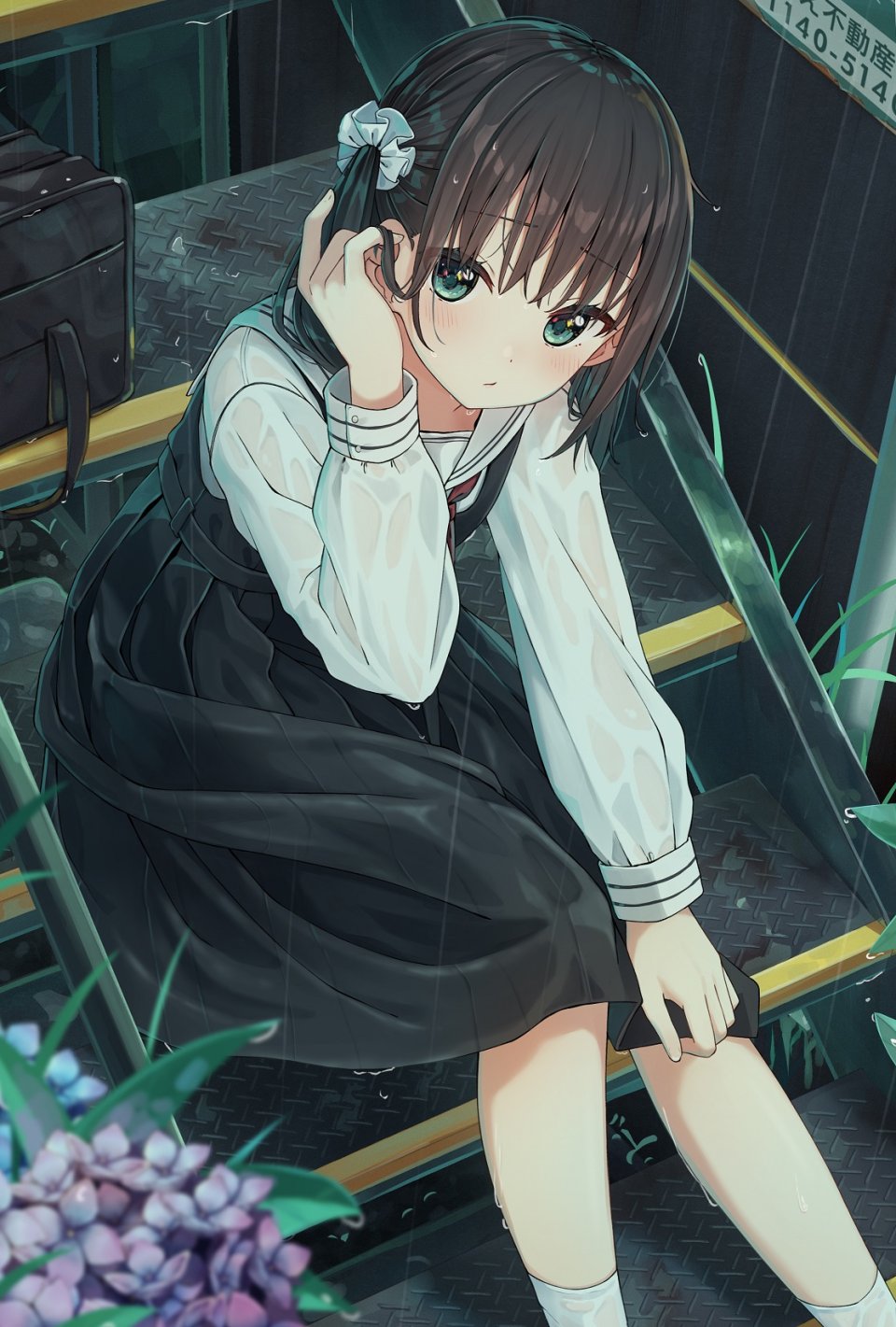 原创 Enuni 黑发 脸红 连衣裙 绿色眼 长袖 视线正对