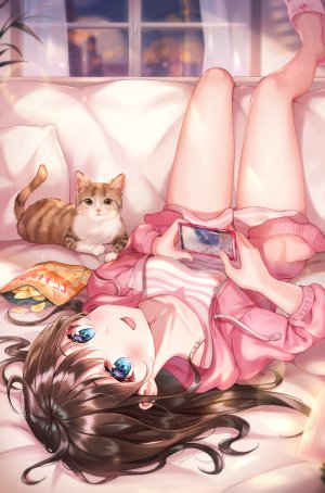 tokkyu,女の子,ねこ,猫と女の子