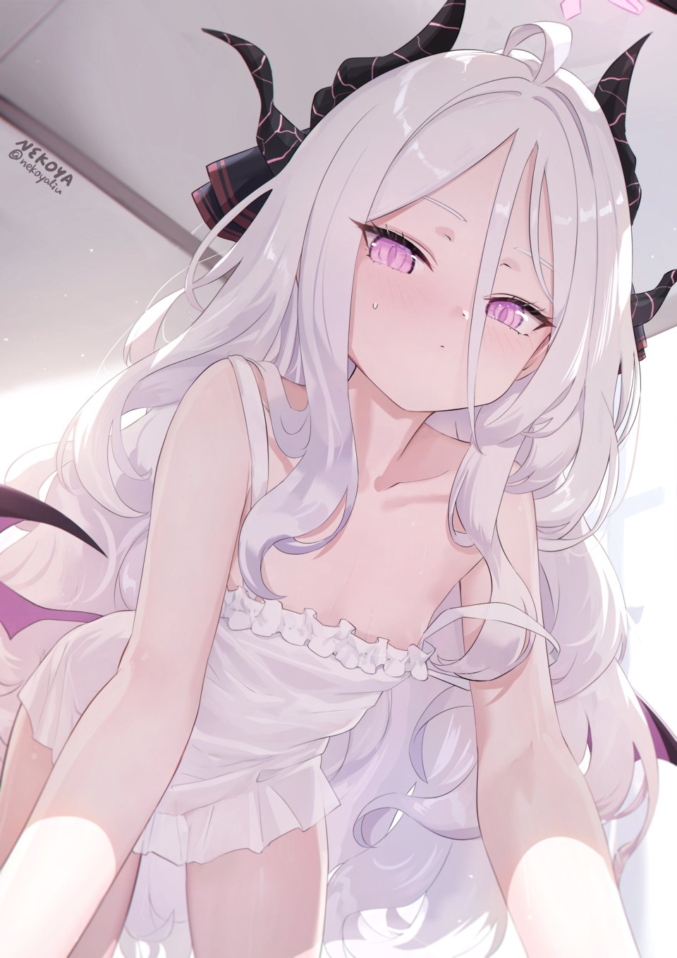 空崎日奈 蔚蓝档案 恶魔 光晕 Lingerie 萝莉 看穿 翅膀