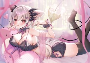 あゆま紗由,周防パトラ,HoneyStrap,nanashi_inc.,bra,lingerie,胖次,尖耳,丝袜