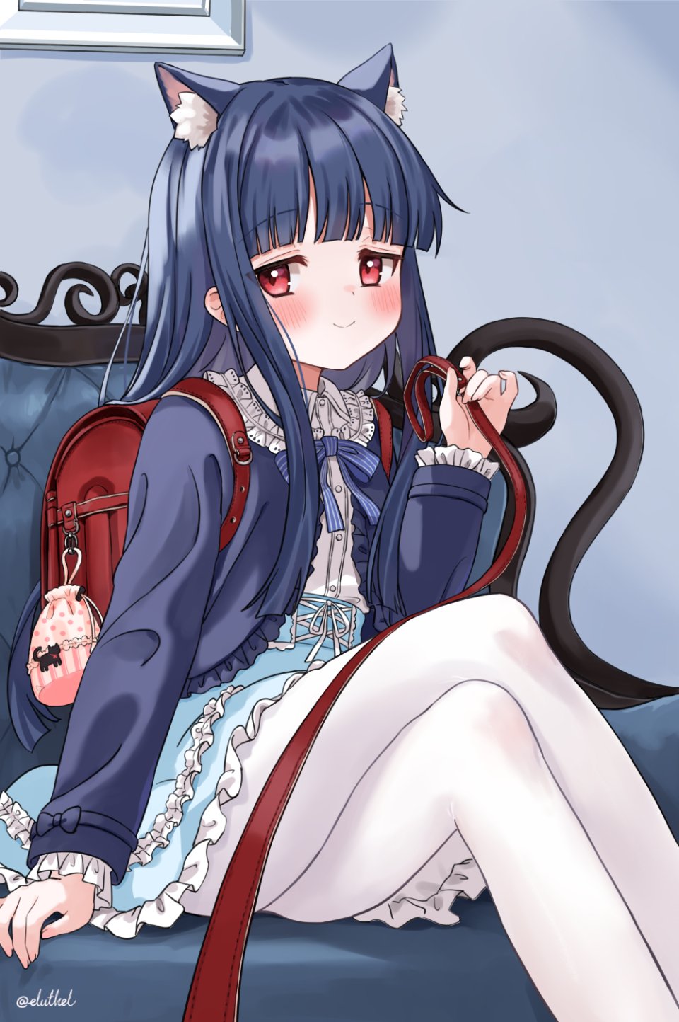 佐城雪美 偶像大师 偶像大师：灰姑娘女孩 Eluthel 兽耳 青发 直刘海 脸红