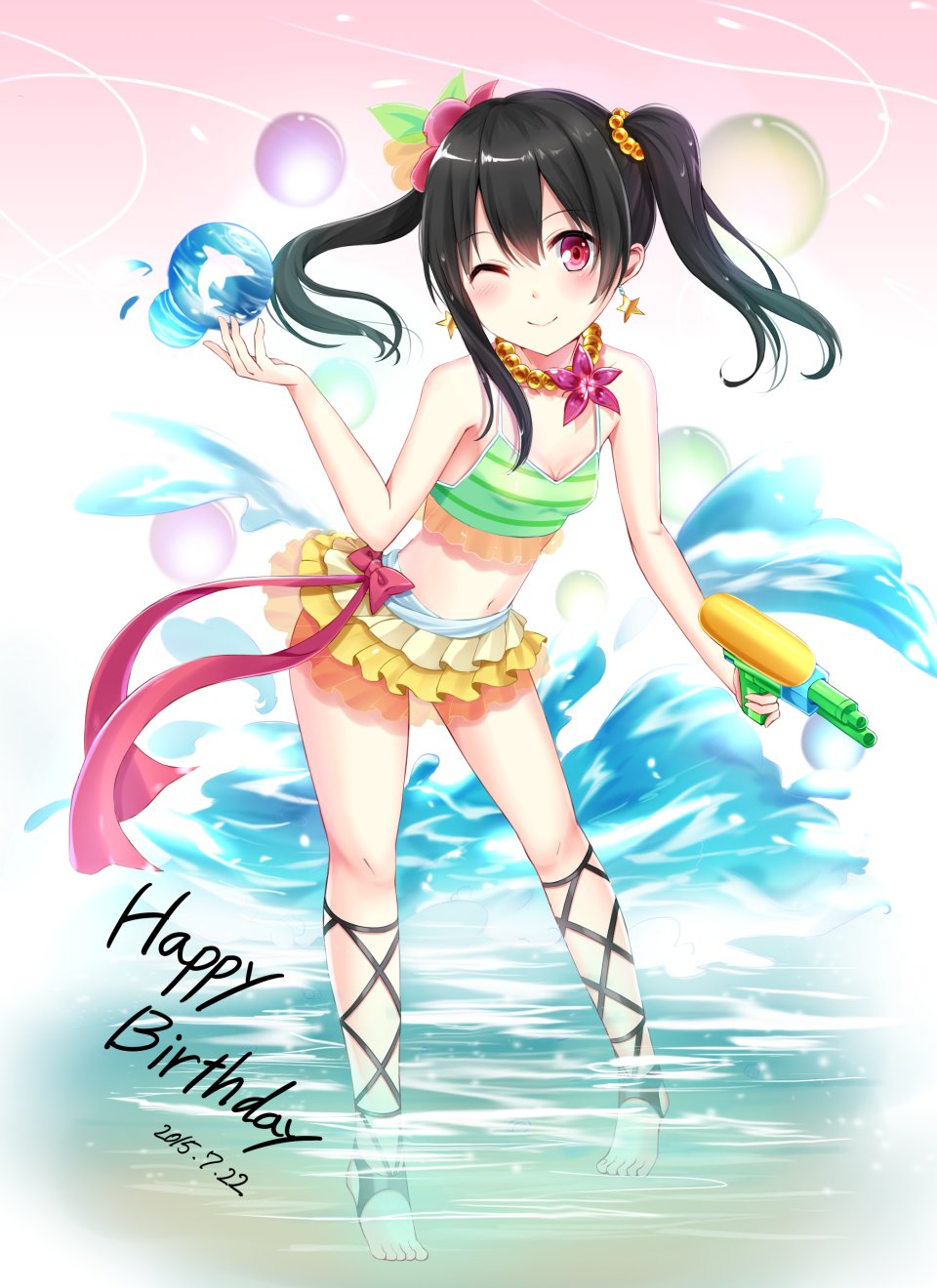 矢澤にこ LoveLive!校園偶像計劃 Karumayu 裸足 水着 黑發 胸部 發飾