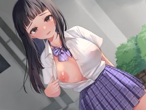 やまむらうみ,breasts,nipples,No-Bra,看穿,制服,脱衣